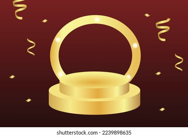 Turquoise background and golden podium