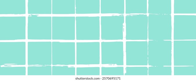 A turquoise background with a grid pattern. The background features a turquoise color with a textured, painted grid style. Grid pattern background vector. Teal background.