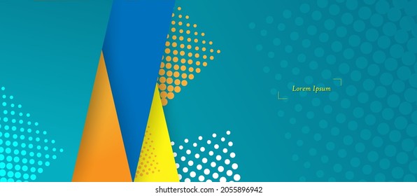 Turquoise background with halftones. Vector abstract background texture design, bright poster, banner yellow and blue background Vector illustration. Abstract background hipster futuristic graphic. 