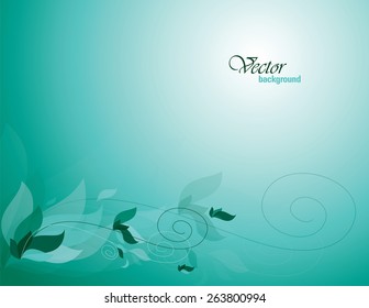 Turquoise Background with Leaves.