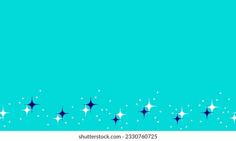 Turquoise background with row of stars with copy space. Vector illustration for greeting card, poster, notebook cover.
