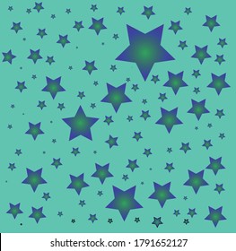 turquoise background and stars of different sizes