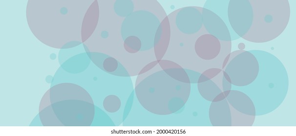 Turquoise background with transparent circles, template for modern cover. Blue texture of geometric shapes.