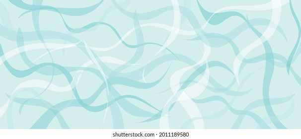 Turquoise background with waves and flowing lines, template for a modern cover. Blue texture for a splash and a holiday card.