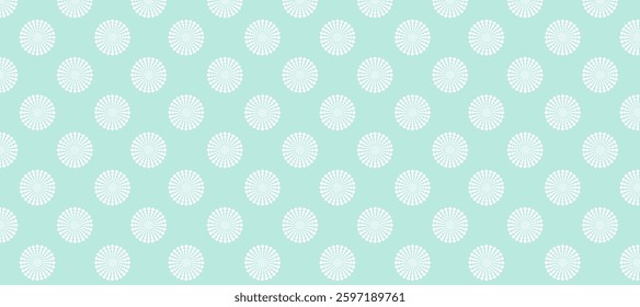Turquoise background and white polka dot vector seamless pattern with circles