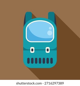 Turquoise backpack with long shadow, perfect for hiking, trekking, camping and outdoor activities 