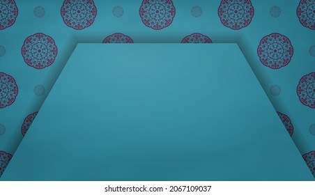 Turquoise banner with vintage purple ornament and place for your text