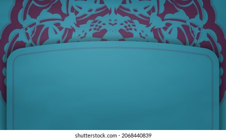 Turquoise banner with vintage purple pattern for design under your text