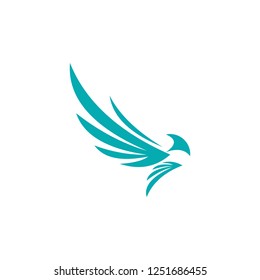turquoise bird logo vector idea. abstract wings are unique and eye-catching. 