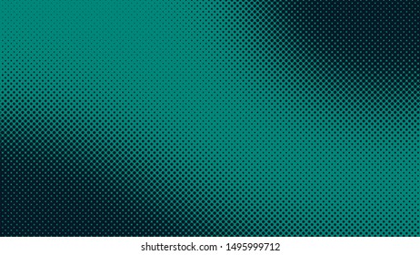 Turquoise and black comic pop art background with halftone dots design, vector illustration template