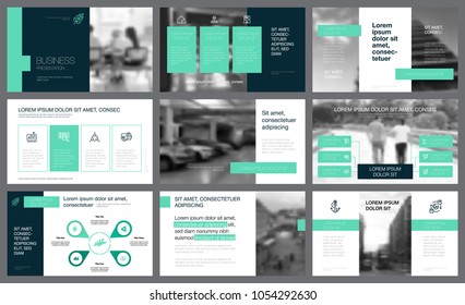 Turquoise and black infographic design elements for presentation slide templates. Business strategy concept can be used for annual report, marketing, advertising, flyer and banner design