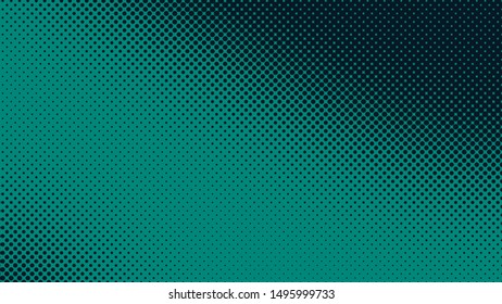 Turquoise and black pop art background in vitange comic style with halftone dots, vector illustration template for your design