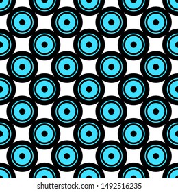 Turquoise and black seamless pattern on white background.