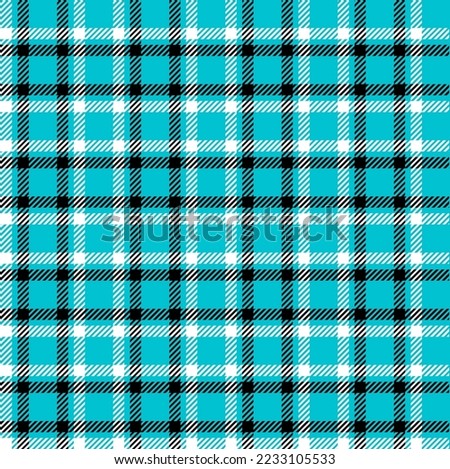 Turquoise, black and white plaid. Seamless vector tartan pattern suitable for fashion, home decor and stationary.
