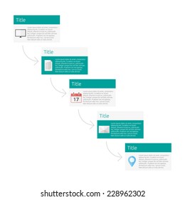 Turquoise block infographic vector template