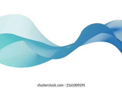 Líneas de onda abstractas azul turquesa que fluyen horizontalmente sobre un fondo blanco, ideal para la tecnología, la música, la ciencia y el mundo digital