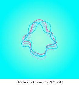 Turquoise blue background with abstract line design in the middle.