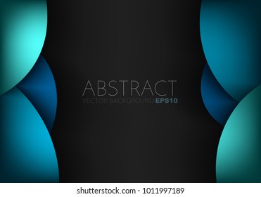 Turquoise and blue background curve frame with black background vector