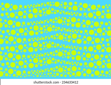 Turquoise blue background with green dots waves