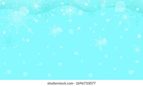 Fondo de pantalla De Fondo Azul Turquesa Con Líneas Onduladas Y Copos De Nieve Brillantes En La Temporada De Invierno De Navidades