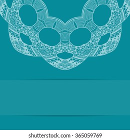 Turquoise blue card with ornate pattern and copy space