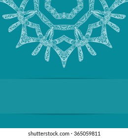 Turquoise blue card with ornate pattern and copy space
