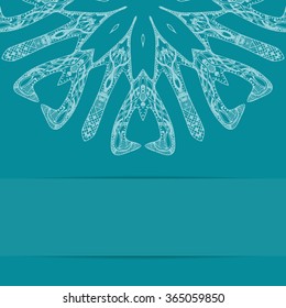Turquoise blue card with ornate pattern and copy space