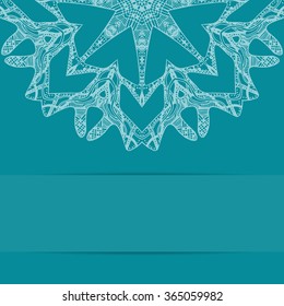 Turquoise blue card with ornate pattern and copy space