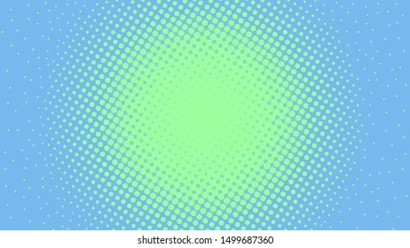 Turquoise and blue dotted background in retro pop art comic style, vector illustration
