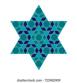 turquoise blue and gold Jewish star