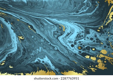 Turquoise Blue and Gold Marble Abstract Vector Background