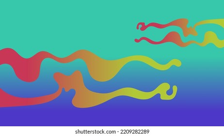 turquoise blue gradient banner background with yellow and pink smoke ornaments. in trendy design style. suitable for many purposes.
