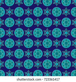 turquoise blue jewish star pattern