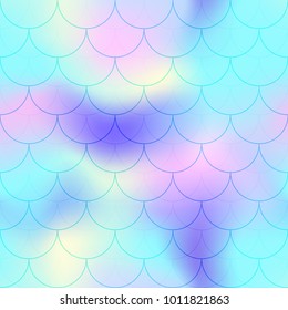 Turquoise blue mermaid scale vector background. Candy color iridescent background. Fish scale pattern. Seamless pattern swatch. Holographic gradient seamless pattern. Abstract texture. Mermaid skin