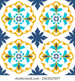 Ornamento de motivos de mosaico azul turquesa, adorno de época marroquí como telón de fondo, para tela, papel pintado, textiles, sitios web, decoración doméstica (almohadas, toallas, servilletas), vajilla