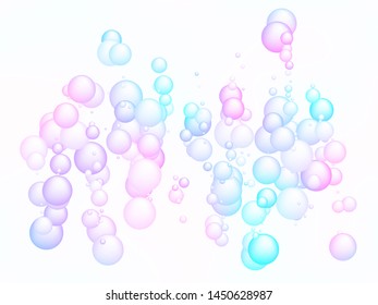 Turquoise blue soap foam bubbles vector concept, shampoo soapy effect background. Water and detergent foam bubbles illustration. Circle blue elements background for hygiene cosmetics soap shampoo