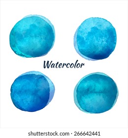 Turquoise and blue transparent blue spots isolated