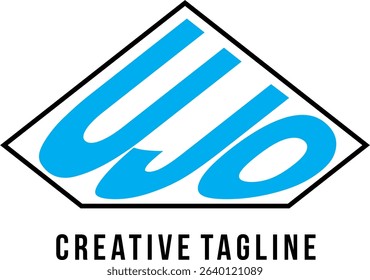 Turquoise blue UJO letter vector, product logo design.