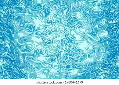Turquoise blue water surface vector background, pool or ocean texture. Summer sea poster template, waves abstract background