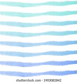 Turquoise And Blue Watercolor Brush Stripes Pattern.