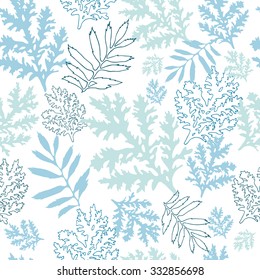 turquoise branch on white branch vector pattern