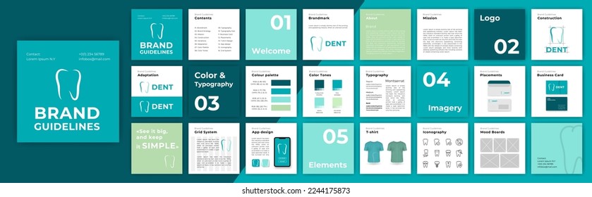 Turquoise Brand Guidelines template. Corporate Guide line identity presentation. Logo Guideline template. Logo Guide Book. Logotype presentation