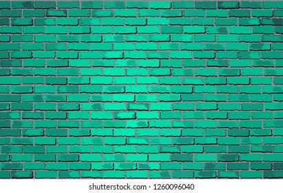 Turquoise brick wall - Illustration, 
Shades of turquoise brick wall vector, 
Realistic light and dark turquoise color brick wall