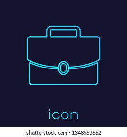Turquoise Briefcase line icon isolated on blue background. Business case sign. Business portfolio. Vector Illustration