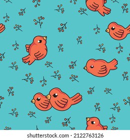 Fondo turquesa brillante. Ilustración vectorial para impresiones textiles estacionales, tela, carteles, telas de fondo y papel pintado. pájaros anaranjados