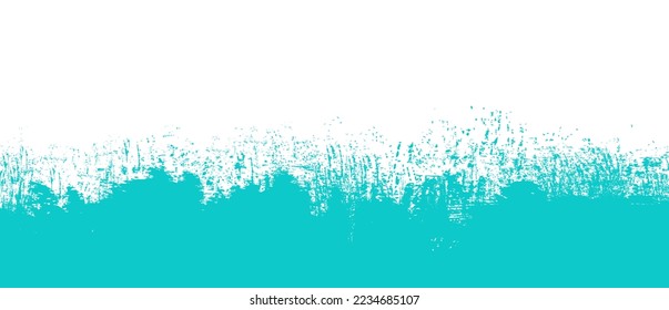 Turquoise brush stroke background. Ink splash on backdrop. Brush background for wallpaper, paint splatter template, dirt banner, watercolor design, dirty texture. Trendy brush background, vector