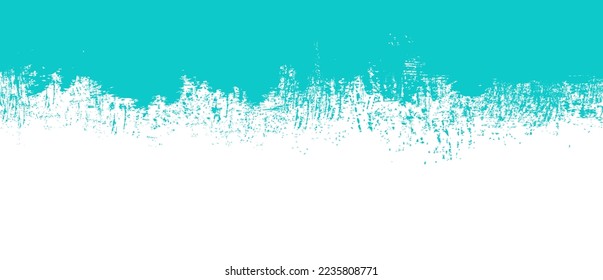 Turquoise brush stroke background. Ink splash on backdrop. Brush background for wallpaper, paint splatter template, dirt banner, watercolor design, dirty texture. Trendy brush background, vector