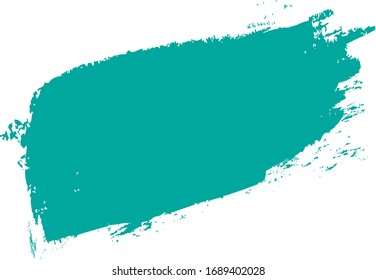 Trazo del pincel turquesa aislado sobre fondo blanco. Pincel de moda para pintura turquesa de tinta, fondo grunge, banner de suciedad, diseño acuarela y textura sucia. Ilustración vectorial de pincel