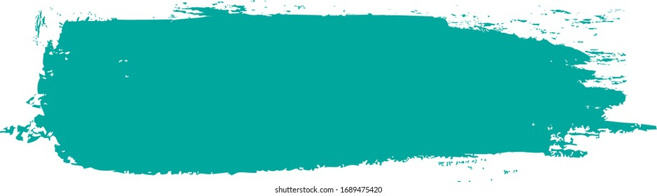 Türkisfarbener Pinselstrich einzeln auf weißem Hintergrund. Trendfarbener Pinselstrich für türkisfarbene Farben, farbige Grunge-Kulissen, Schmutzbanner, Aquarell-Design und schmutzige Textur. Vektorillustration mit Pinselstrich