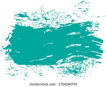 Türkisfarbener Pinselstrich einzeln auf weißem Hintergrund. Trendfarbener Pinselstrich für türkisfarbene Farben, farbige Grunge-Kulissen, Schmutzbanner, Aquarell-Design und schmutzige Textur. Pinselstrich, Vektorgrafik